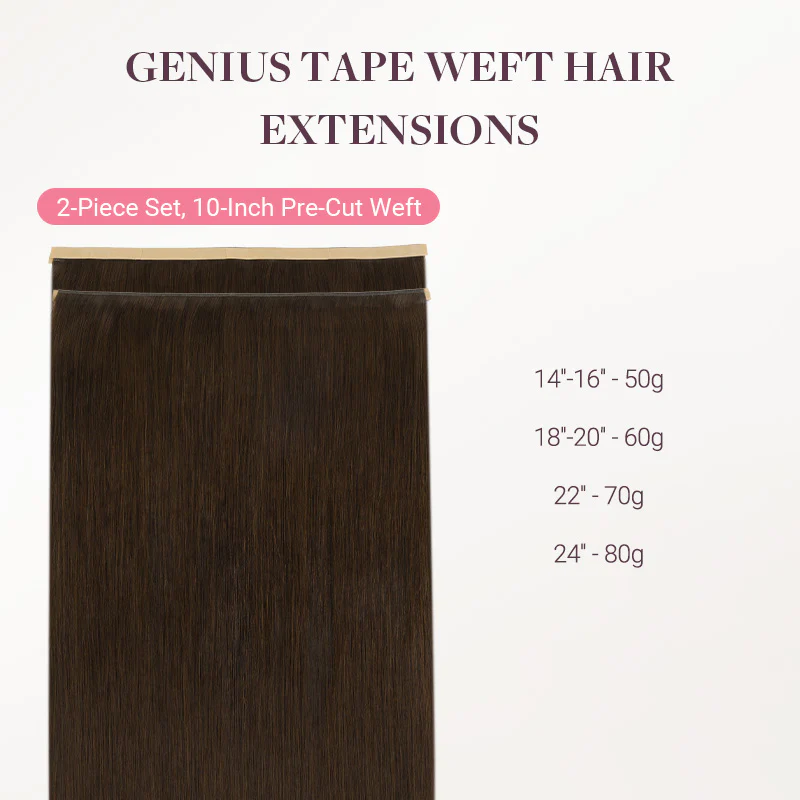 Dark Brown (2) Genius Tape Weft Hair Extensions 60g - Image 19